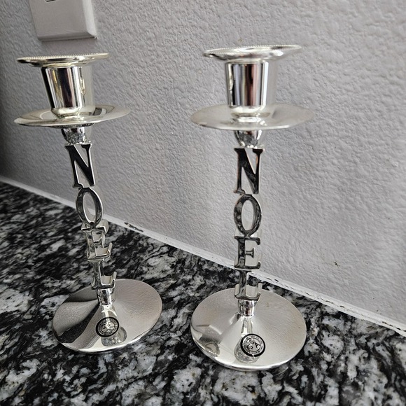 Vintage Godinger silver Noel candleholders set of 2 - Picture 1 of 10
